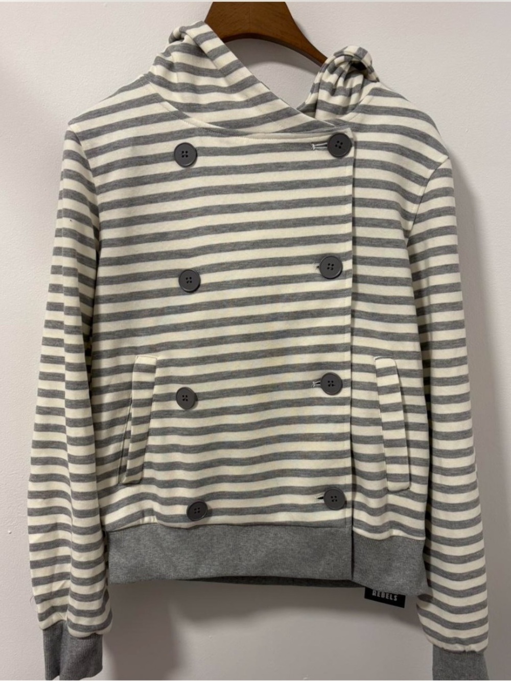 Ezek / pixie rebels Striped Hooded Button Jacket
